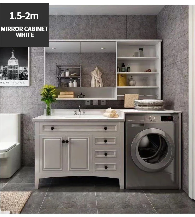 Marble Bathroom Cabinet Washing Machine Cabinet Integrated Modern Luxury Balcony Washing Machine Companion Home Furniture