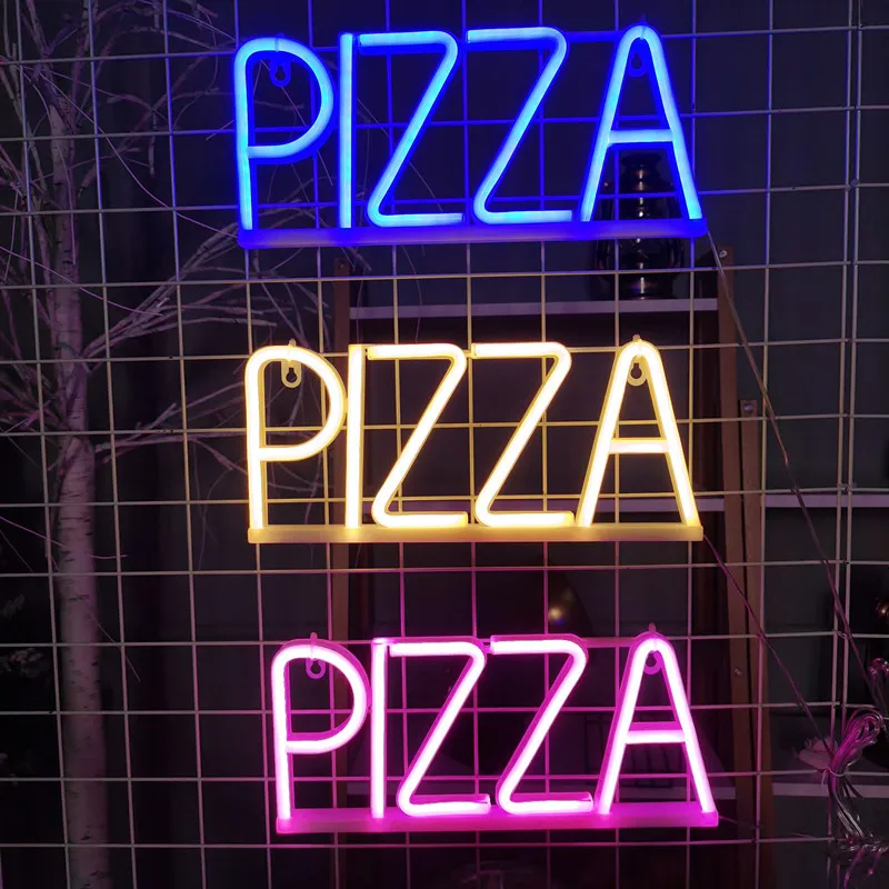 Pizza LED Neon Sign Light Art Restaurant Coffee Shop Decor Food Store Party Kid Gift Wall Room Decoration Night Neon Cherry Lamp