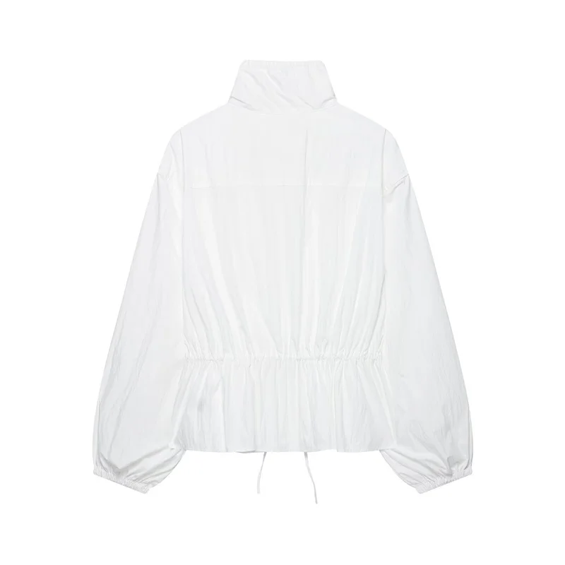 Guobioziy 2026 Autumn New Women's Jacket White Long-Sleeve Drawstring Simple Lightweight Sun-Protective Jacket Parka Casual