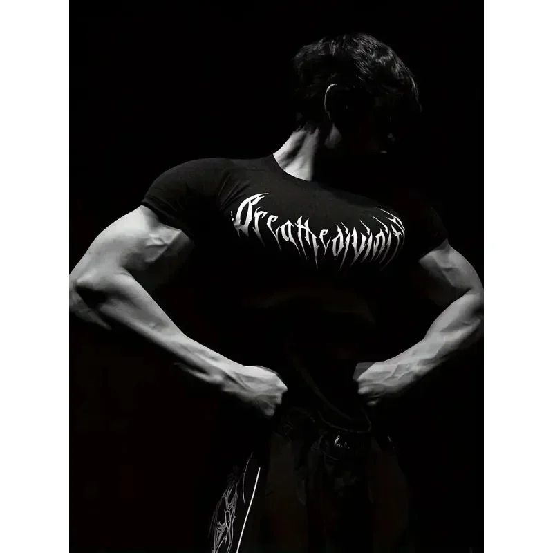 

Summer Hot-selling Breathedivinity Compression Shirt Short Sleeve tops Muscle GYM Fitness in Black Wolves Club Y2K Tops S-3XL
