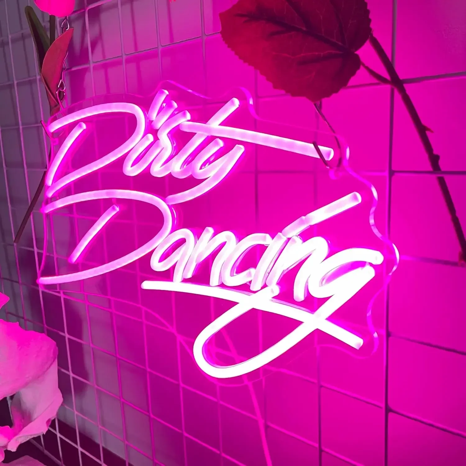 

Pink LED Neon Sign Dirty Dance Neon Light Decor for Bedroom Wedding Dance Party Studio Dance Neon Light Wall Decor USB Powered