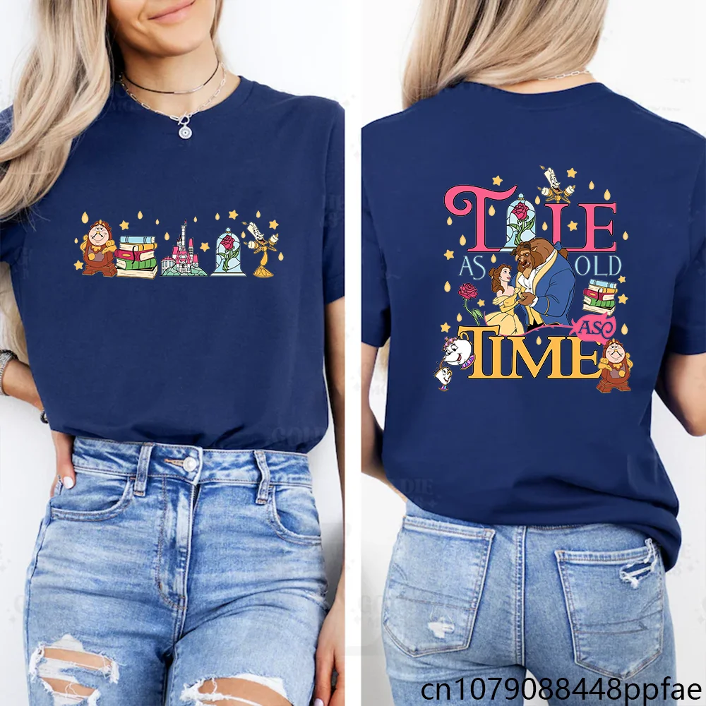 

New Disney Beauty and the Beast T-shirt Women's Outdoor Casual Personalized Shirt Anime Cartoon T-Shirt Tops