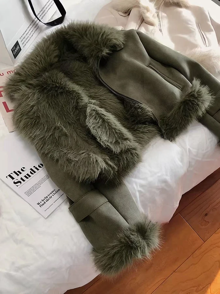 Abrigos coreanos de piel sintética para mujer, ropa de calle de moda Y2K, chaquetas informales de piel de zorro Artificial, prendas de vestir exteriores peludas que combinan con todo para invierno, novedad