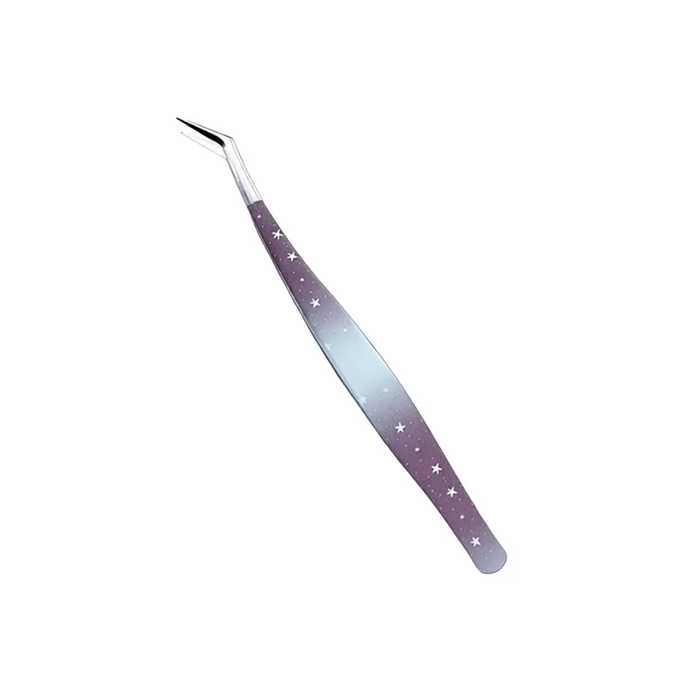 

Stainless Steel Curved Stickers Tweezers High Precision Anti-static False Eyelash Tweezers Cartoon Lashes Extension Tweezer