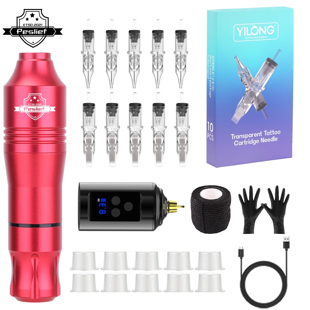

Новые беспроводные наборы машин для татуировки, роторный пистолет для татуировки, аккумулятор 1500 мАч, источник питания, светодиодный цифровой дисплей со смешанными иглами для татуировки