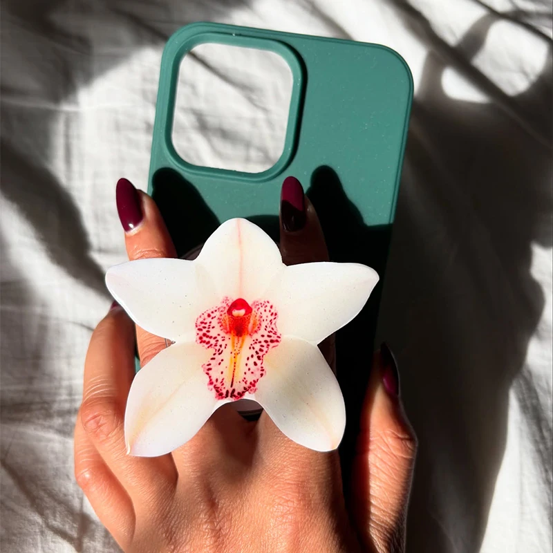 Orchid Acrilico Presa Grip Cymbidium Supporto per telefono personalizzato Anello pieghevole Supporto per telefono Stile popolare Celebrità di Internet