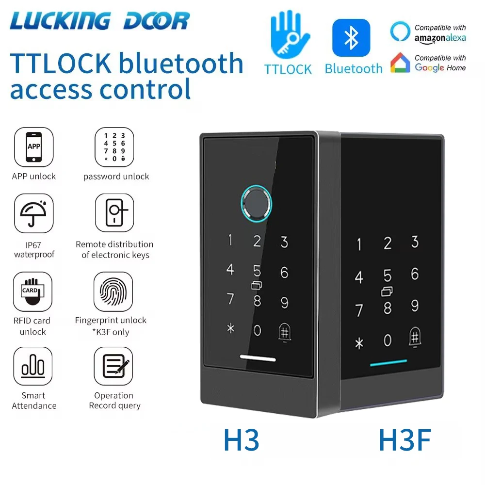 TTlock H3/H3F Fingerprint Door Bluetooth Access Control System Opener for Intercom Nfc Electric Gate Keypad 13.56Mhz RFID Card