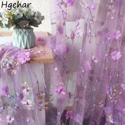 Purple Flower Mesh Fabric DIY Handmade Clothing Material Embroidery Sweet Fairy Dress Fabrics Curtain Tablecloth Accessories Ins