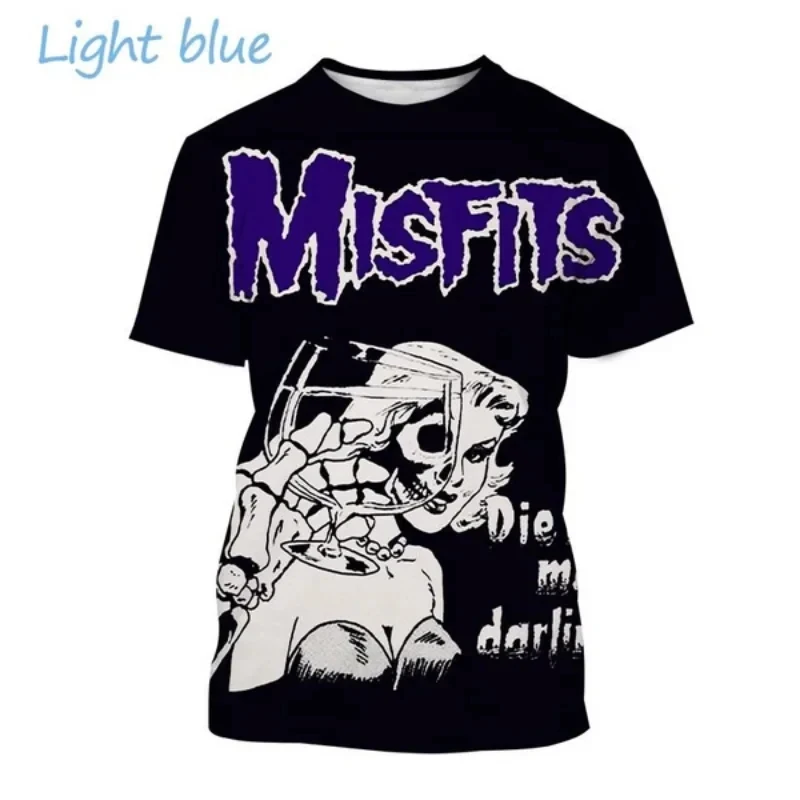 The Misfits Band 3D Print O-Neck Tshirt Men Fashion Tees Casual Summer Short Sleeve Oversized Y2K Harajuku Unisex Tops