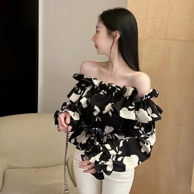 

Korean Style Chiffon Frill Women's Shirt and Blouse Novelty 2025 Luxury Designer Aesthetic Elegant Chic Y2k Fashion Female Tops