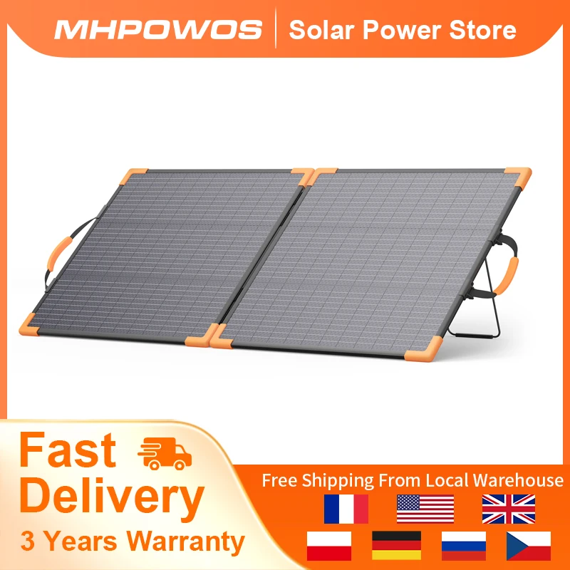 MHPOWOS 100W Bifacial Solar Panel Monocrystalline Foldable Solar with 23.4% Energy Conversion Rate For Power Station Camping RV