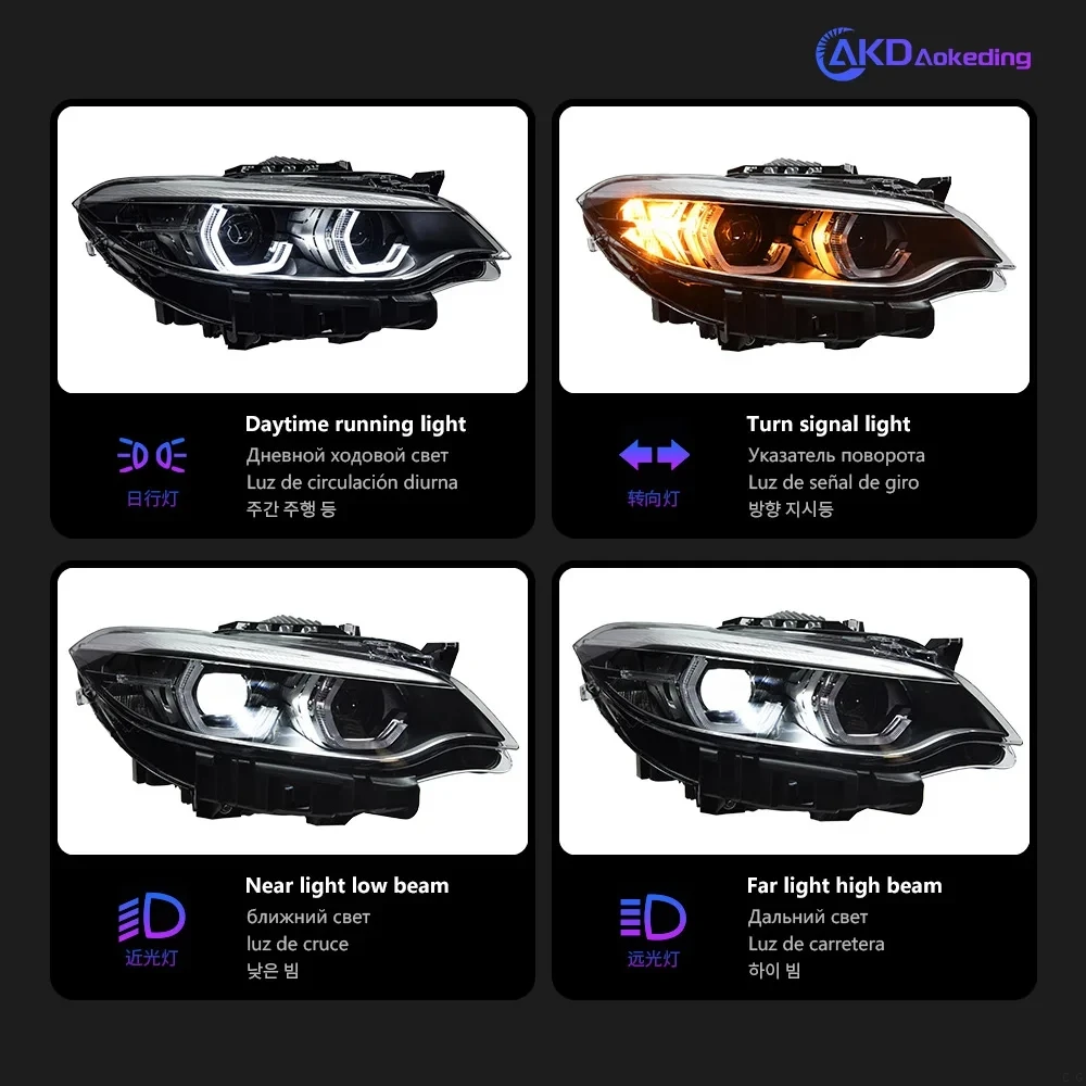 AKD Car Lights for BMW 2 Series F22 F23 LED Headlight Projector lens M2 head lamp  Animation DRL Signal Automotive accessories