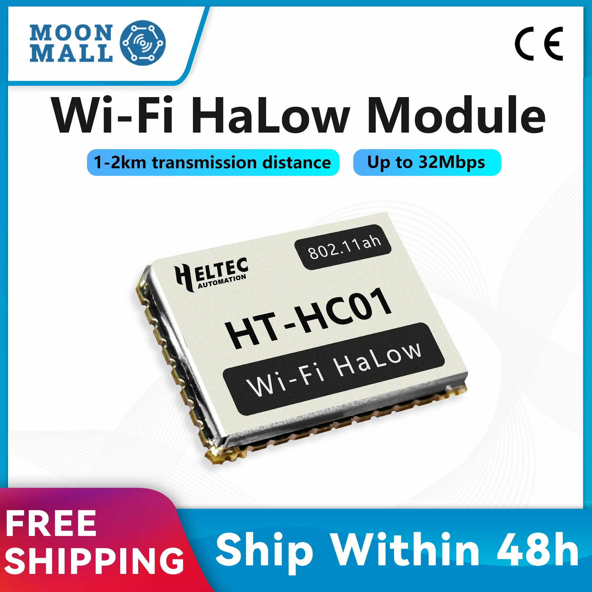 

Модуль Heltec Wi-Fi HaLow HT HC01 Dual Band 24 ГГц Sub 1 ГГц Wi-Fi MESH Высокоскоростная передача данных на большие расстояния Беспроводной доступ IoT