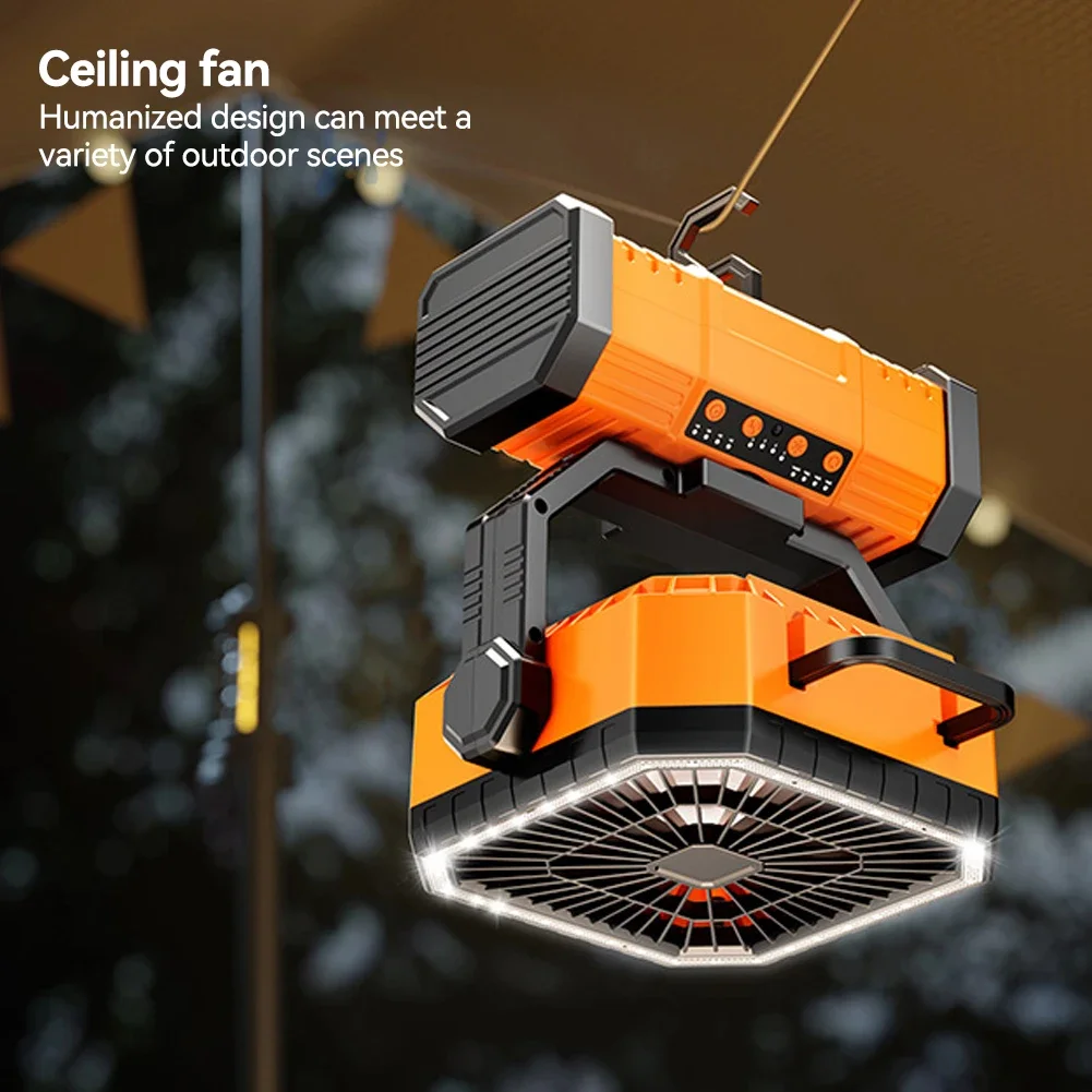 Camping Fan 10000Mah Rechargeable Camping Circulator with Light and Remote Control Cool Air Circulation Camping Ceiling Fan