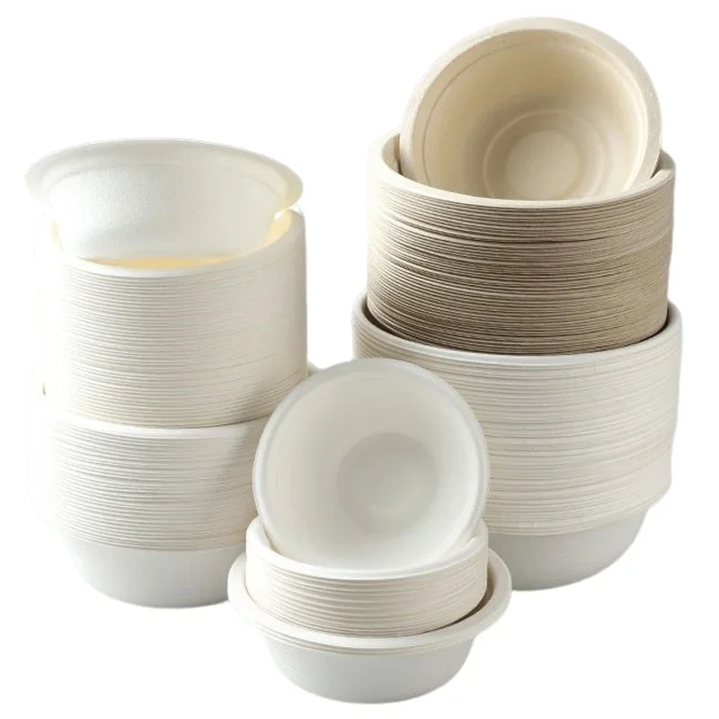 50pcs 350/500ml Disposable Bowl Eco-Friendly Degradable Paper Bowls Soup Bowl Household Food Container BBQ Picnic Party Supplies