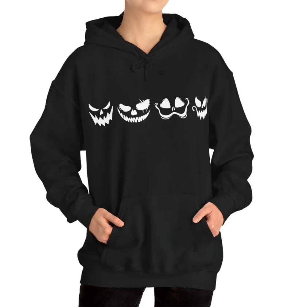 Scary Faces Halloween Hoody Fall Lantern Faces Graphic Hoodies Men Clothing Long-sleeved Halloween Party Sweatshirts Are Unisex