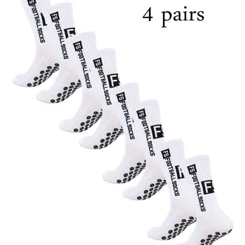 4 pairs of new FS mid tube glued football socks for sports training and competition, non slip and breathable socks