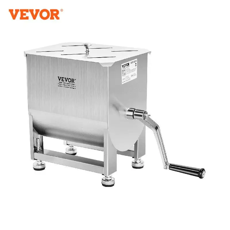 

VEVOR Manual Meat Mixer 15 Pound Capacity Tank Meat Processing Equipment Stainless Steel Meat Mixer Sausage Mixer Machine Sliver