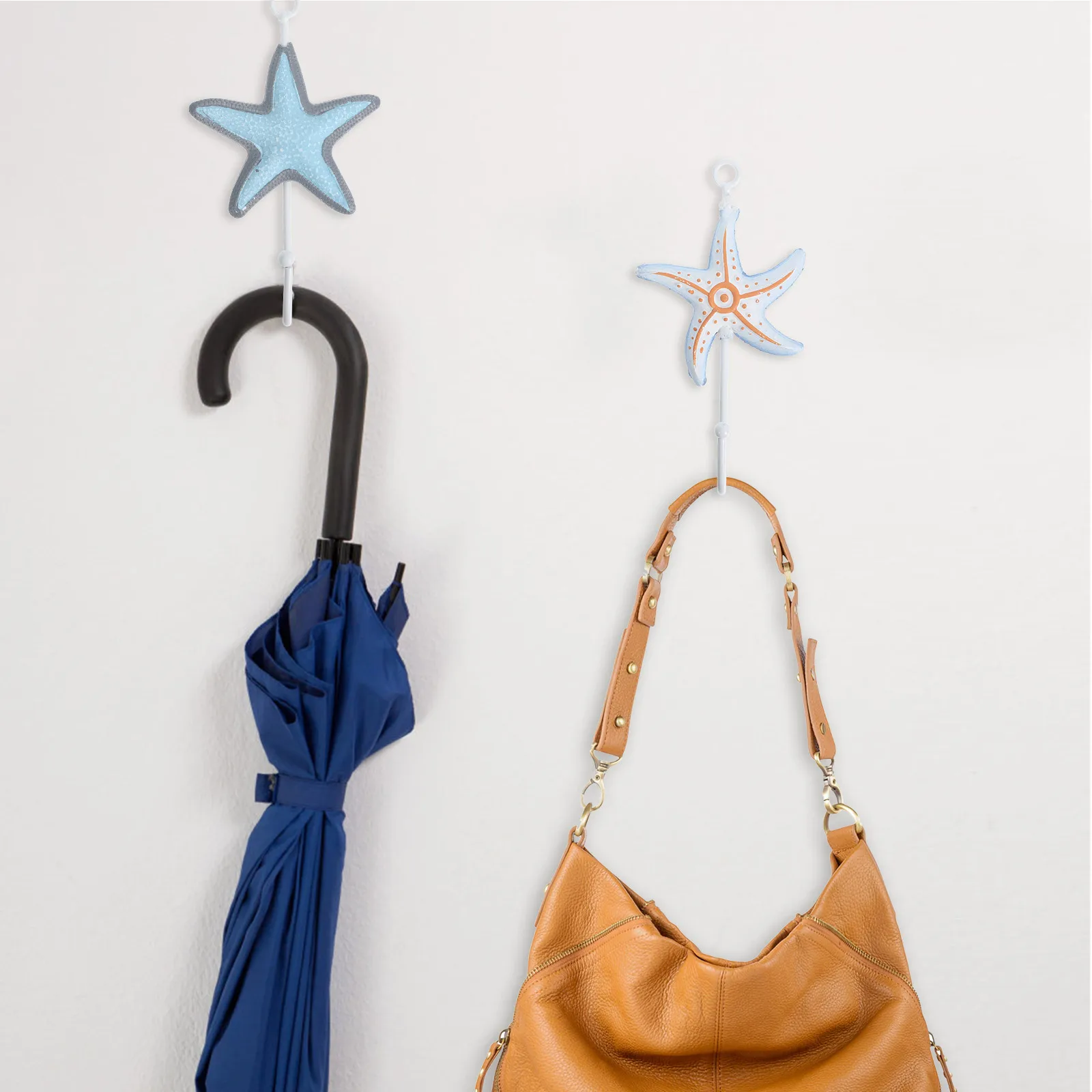 

5Pcs Mediterranean Style Shower Curtain Hooks Metal Rust Proof Star Seashell Sailboat Design Decorative Hooks for Home