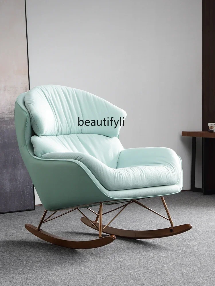 07Nordic  Rocking Chair Recliner Adult Household Small Apartment Simple Modern Living Room Balcony Leisure Rocking Chair Sofa