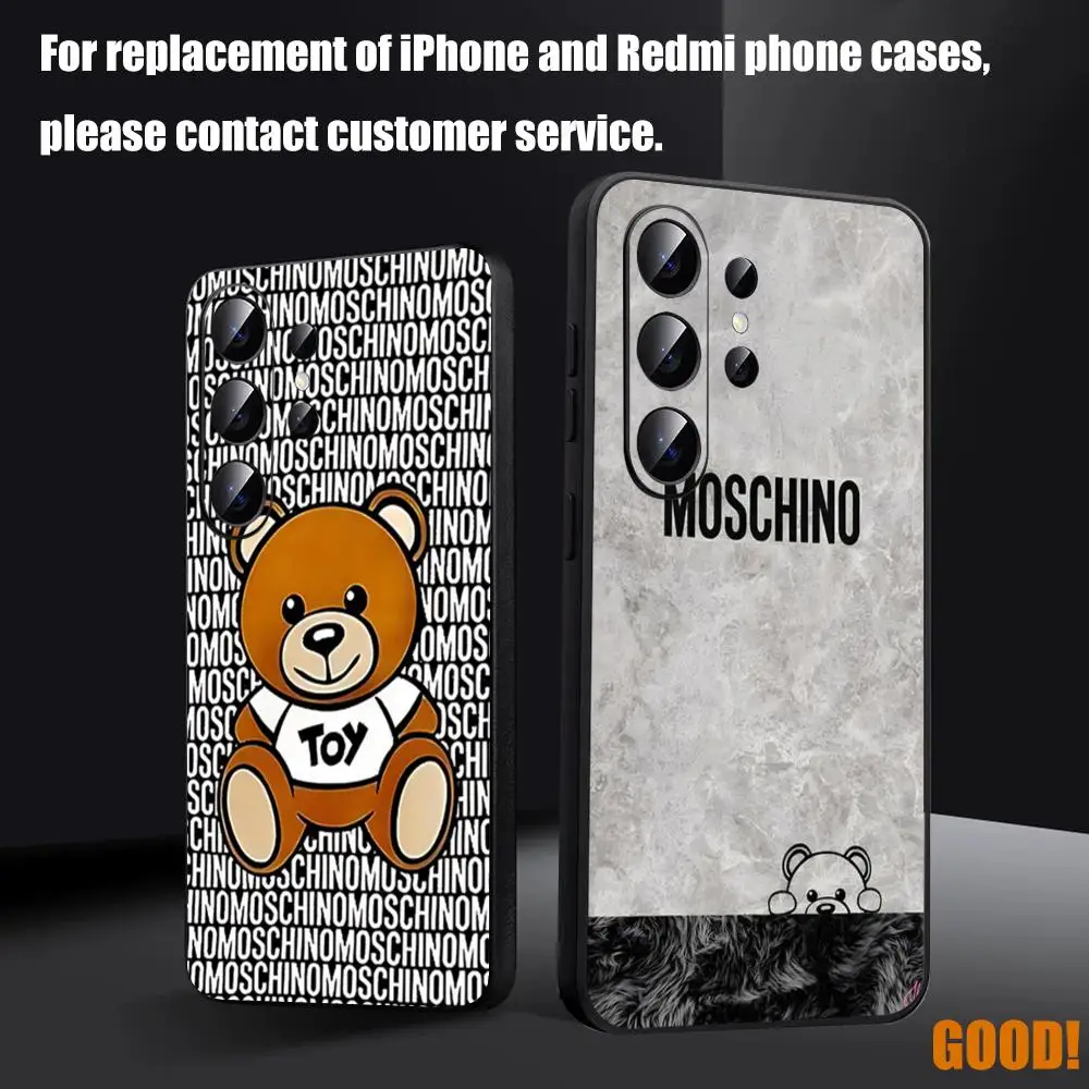 Luxury Cute M-Moschino Phone Case For Samsung Galaxy S26 S25 S24 S23 S22 S21 S20 Plus Ultra Fold A Soft Black