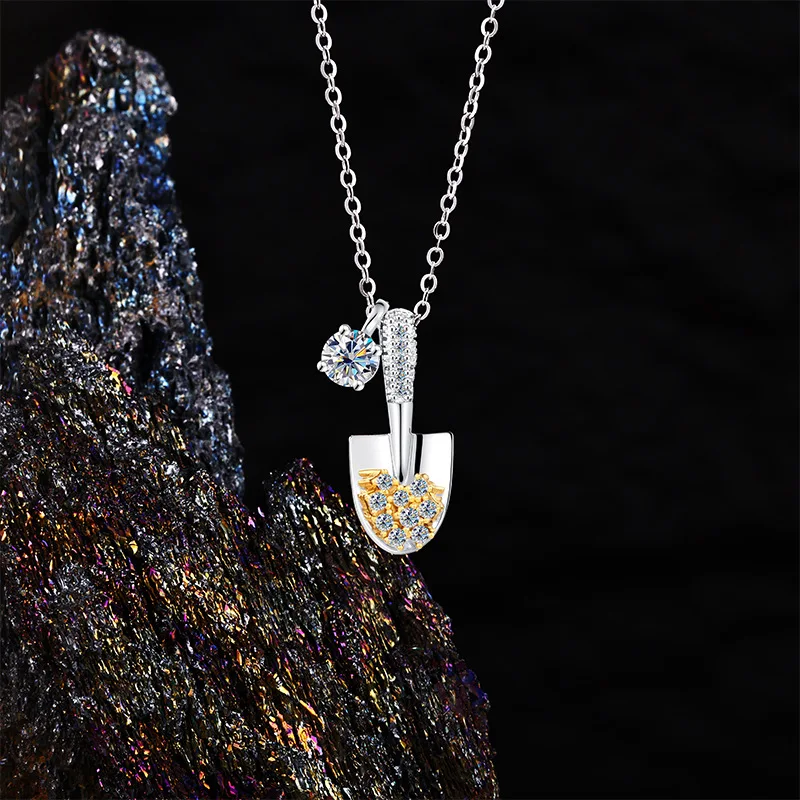 

Small Shovel Mozambique Necklace Women's Light Luxury Exquisite S925 Pure Silver Clavicle Chain Jewelry Festival Gift