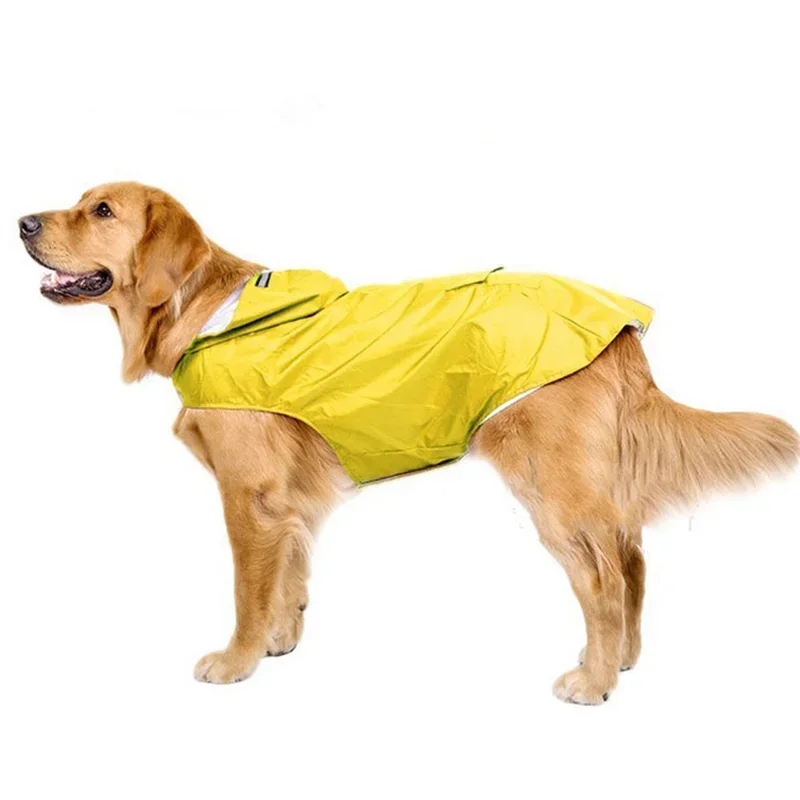 Dog Raincoat Waterproof Hoodie Jacket Rain Poncho Pet Rainwear Clothes with Reflective Stripe for All Sizes Big Puppies view 4