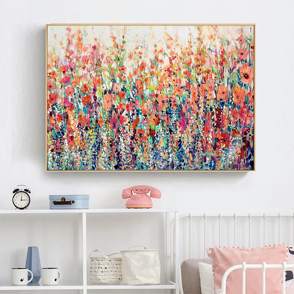 Nordic small fresh flower canvas painting home living room bedroom sofa background wall hotel host decoration painting