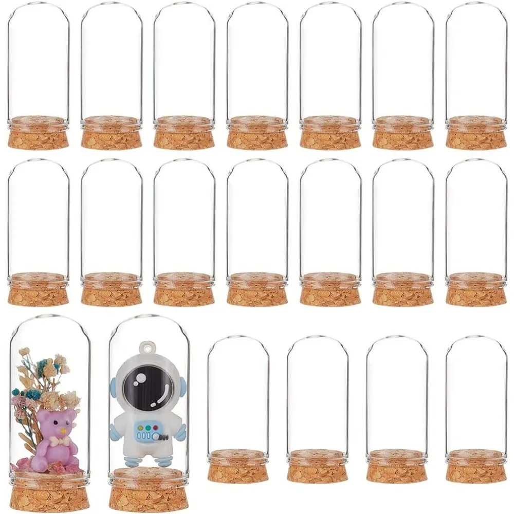 

20 PCS Dome Decorative Jars, 2.4x1.2inch Glass Display Dome with Cork Base for Flower Storage Home Christmas Party