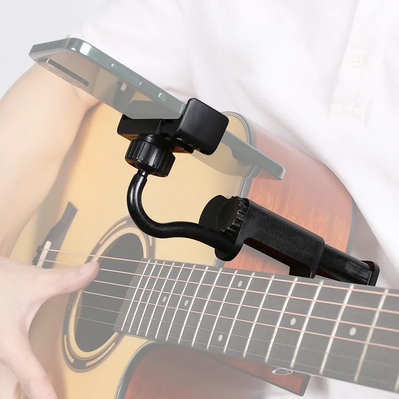 Guitar Phone Holder - Adjustable & Rotatable Guitar Mount for Guitars/Ukulele Universal Smartphone Compatibility