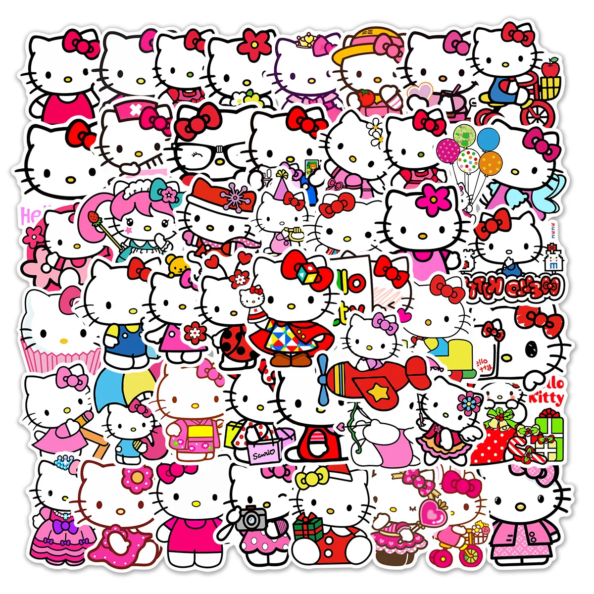 

50pcs Hello Kitty Cute Stickers Waterproof Vinyl Decals Diy Decor For Phone Laptop Ipad Thermos Water Bottle Luggage Notebook