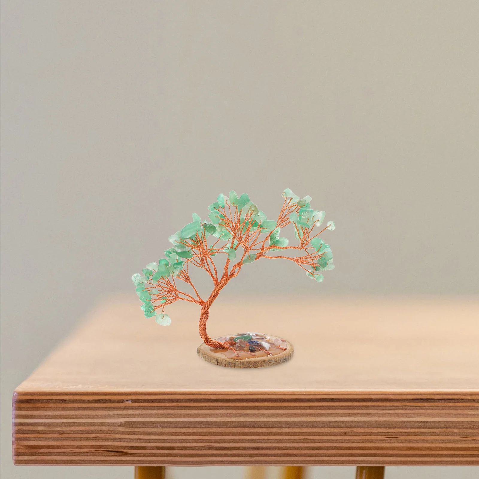 

Crystal Tree Decor Natural Green Aventurine Gemstone Bonsai For Home Office Desk Feng Shui Money Craft Decoration