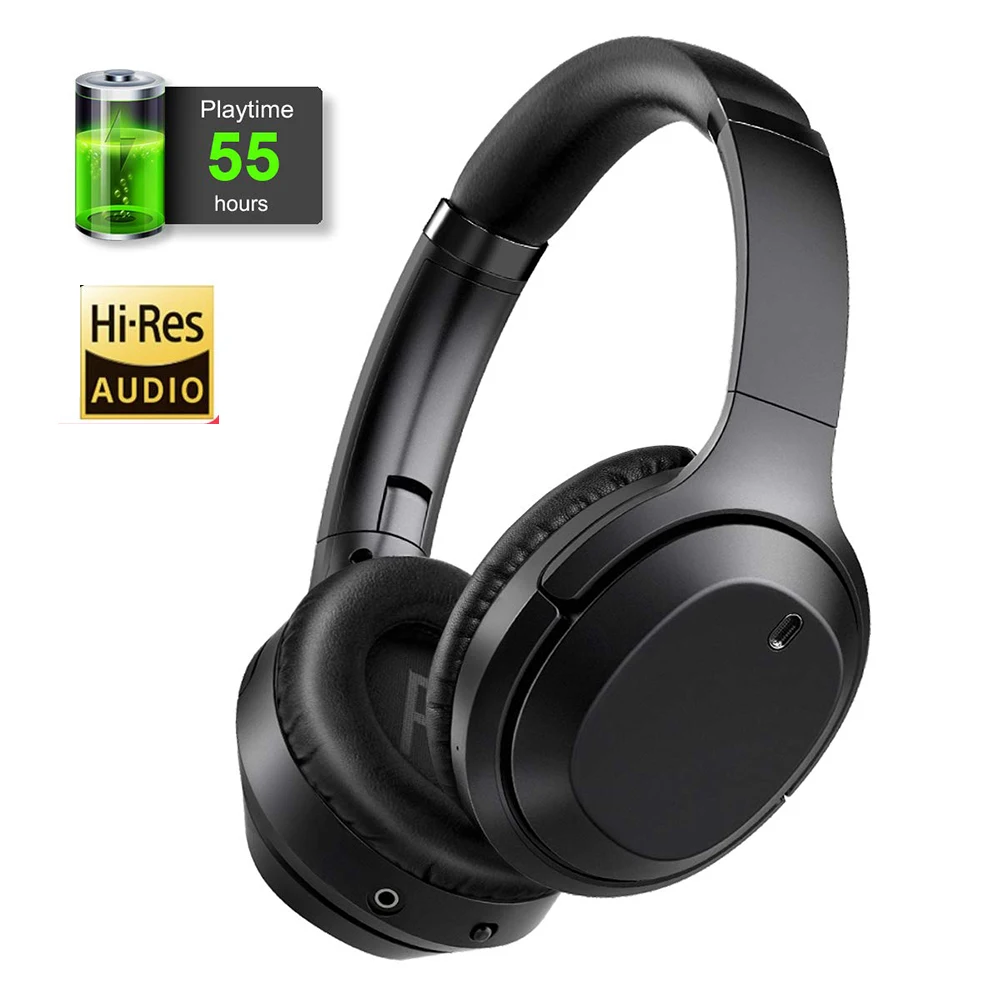 2023 Hybrid Active Noise Cancelling Headphones Bluetooth With Hi-Res Audio Over Ear Wireless Headset ANC With Microphone 55H