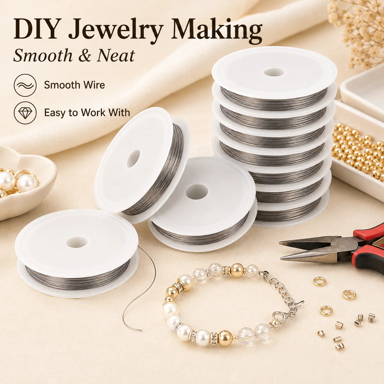 0.35–0.8 mm Stainless Steel Wi - Jewelry Making Gold Wire ulasan dan harga