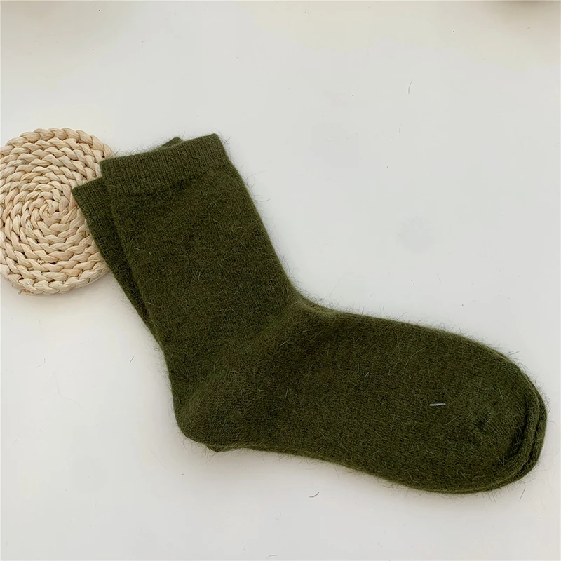New Fashion Japanese Winter Thicken Warm Long Socks Rabbits Hair Women Socks Solid Thermal Cashmere Harajuku Crew Sock