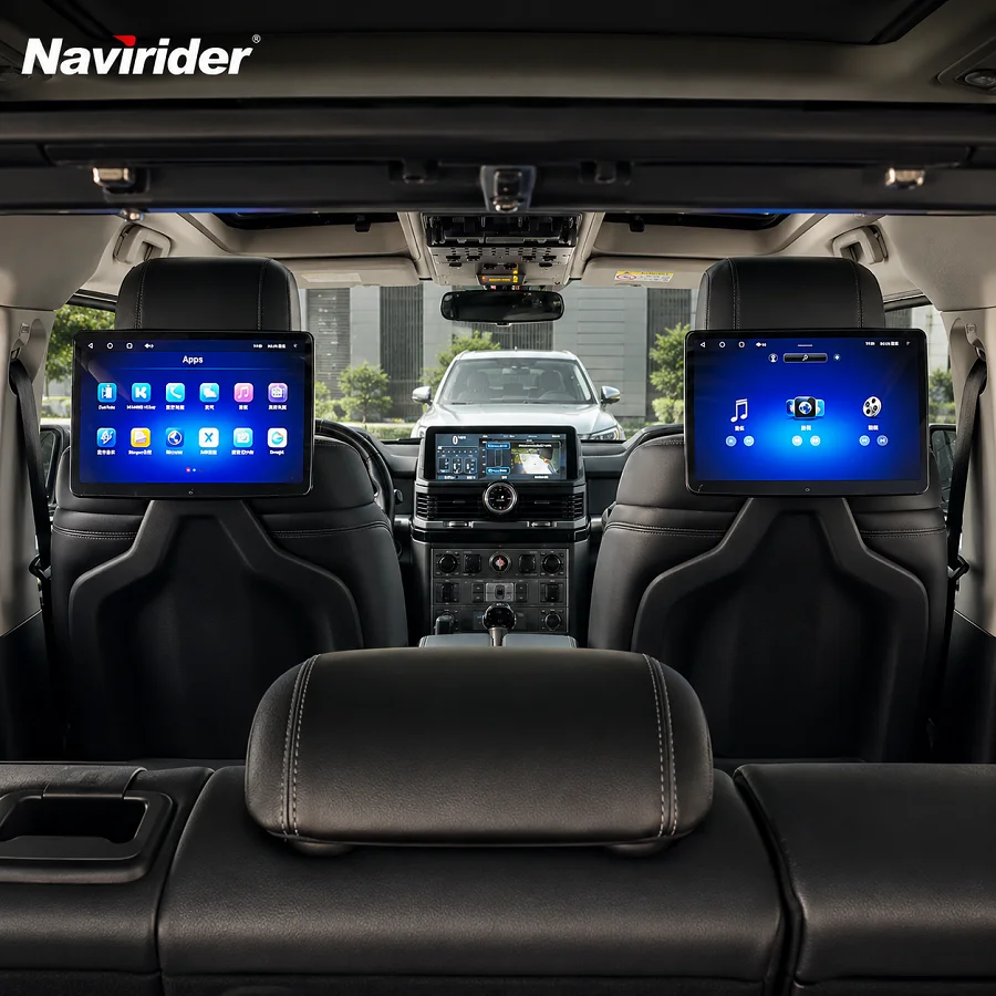 Universal Headrest Monitor Pair Android TV IPS Touch Screen Carplay Android Auto GPS 4G WiFi BT Plug&Play Car Multymedia Player