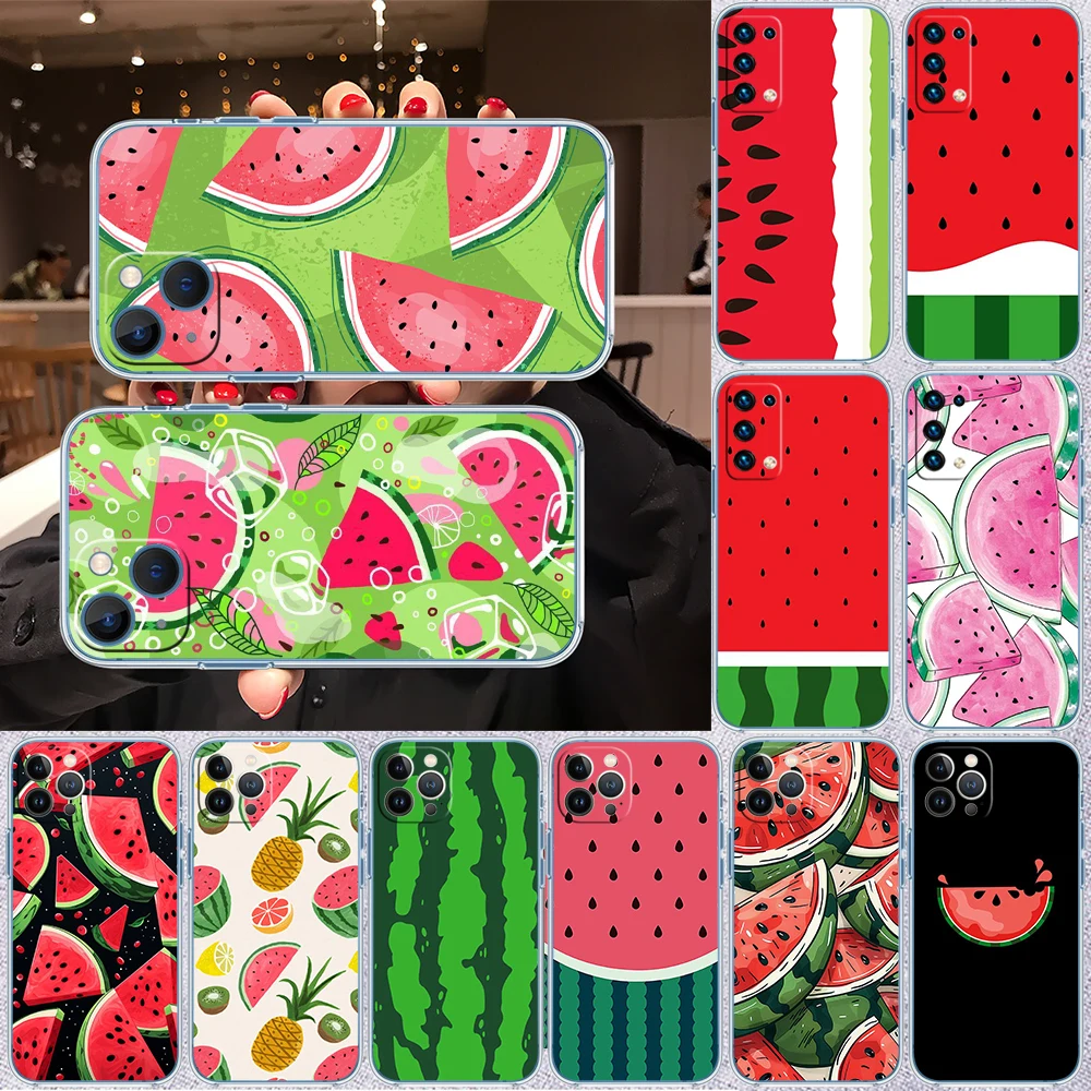 AD29 Funda transparente para teléfono con diseño de sandía y frutas para Motorola Moto G7 G8 G9 G84 G85 G73 G24 G15 Z2 Play Power Plus