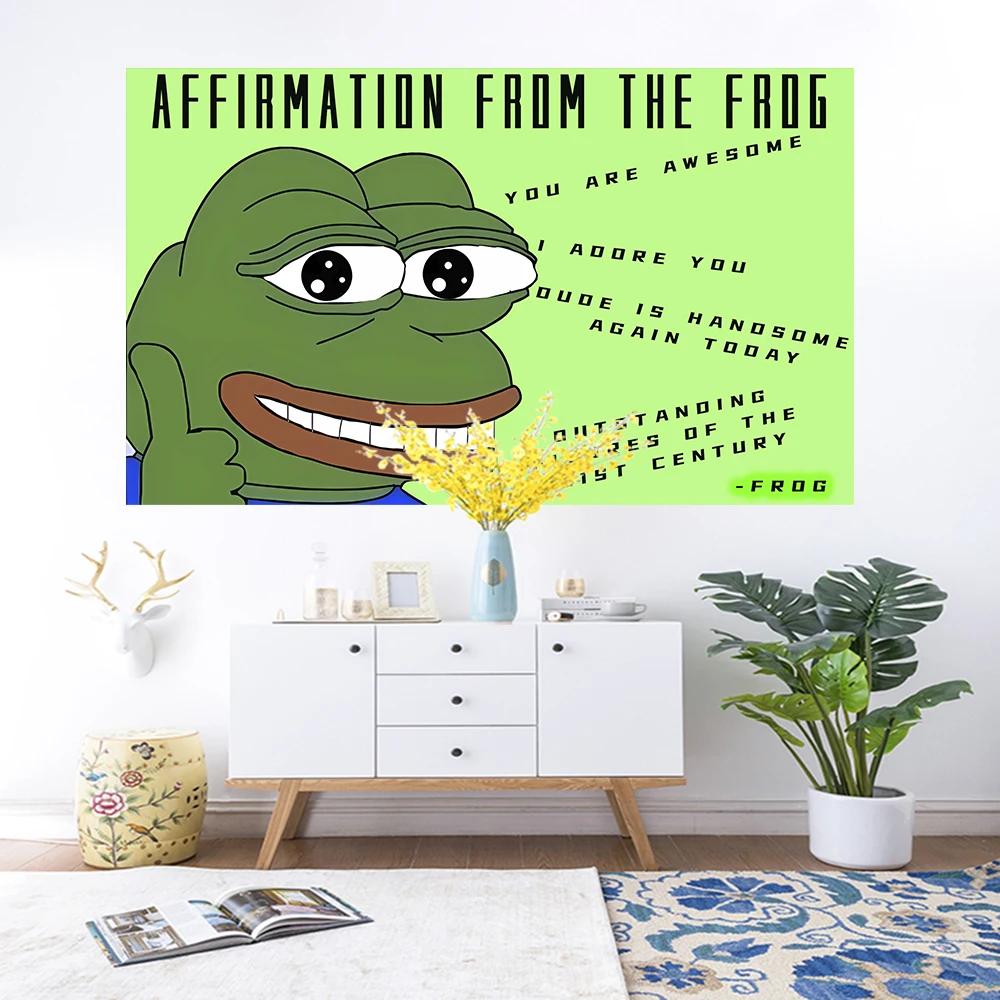 Sad Frog Pepe Funny Memes College Room Dorm Party Decoration Wall Tapestry Sofa Blanket