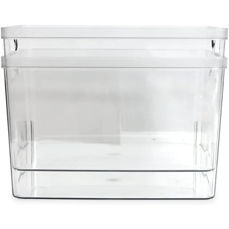 2-Pack Extra-Large Clear Storage Bins (11.5” L x 14” W x 9” H) w/Cutout Handles (2-Pack, Extra-Large)