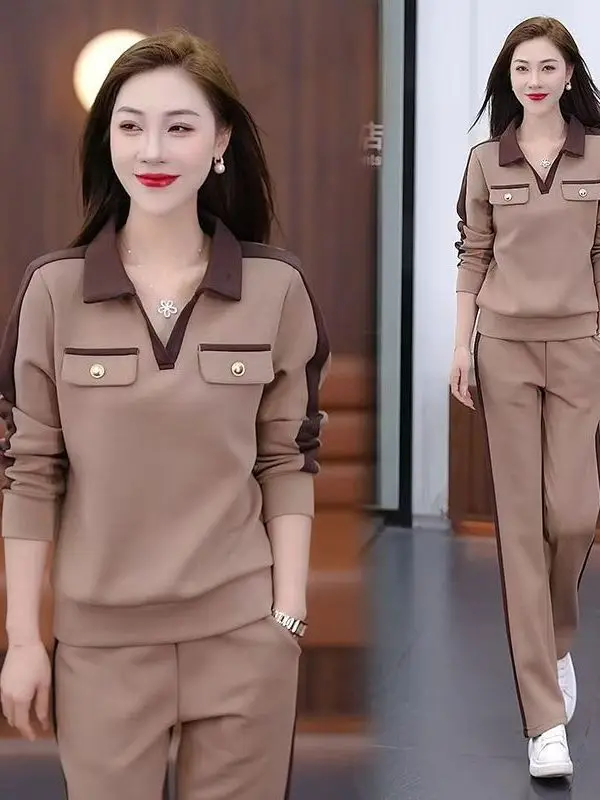 Slimming Fashionable Long Sleeve Hoodie Set Spring New Style Two Piece Set Comfortable Korean Style Loose Fit High Waist Pants