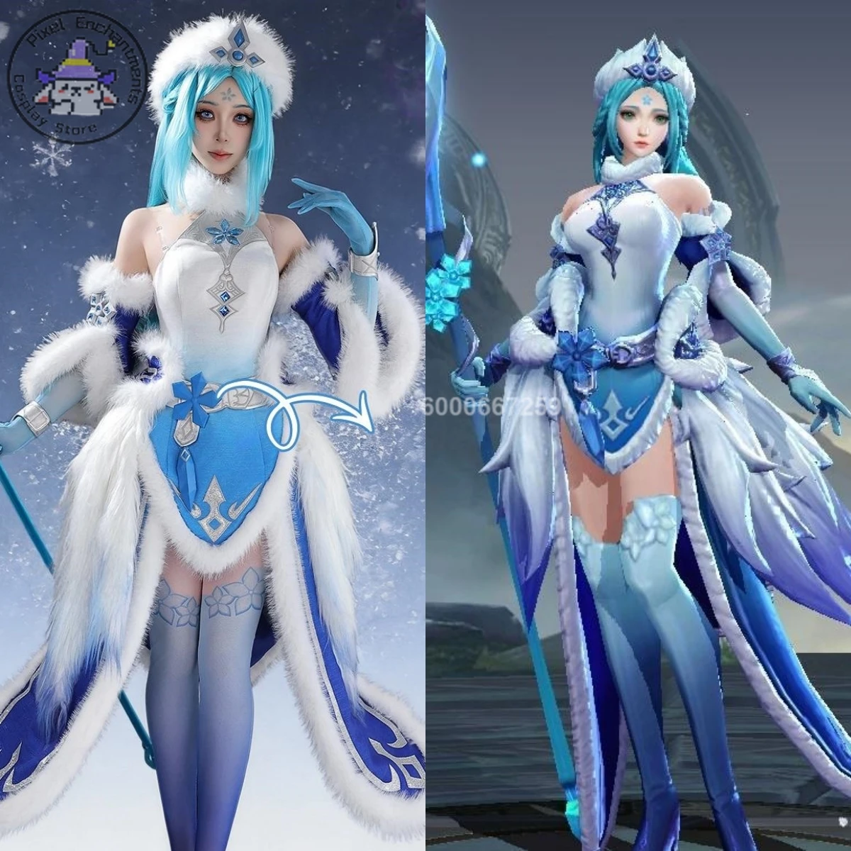 

Hot Game Honor of Kings Cosplay Costume Anime Wang Zhaojun Role Playing Default Skin Outfit Blue Clothes Women Adult Comic Con