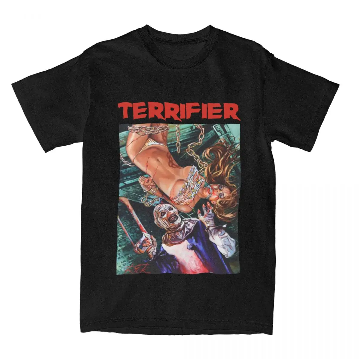 Terrifier Art The Clown Horror Movie T-Shirt for Men Leisure Cotton Tees O Neck Short Sleeve T Shirts Printed Clothing