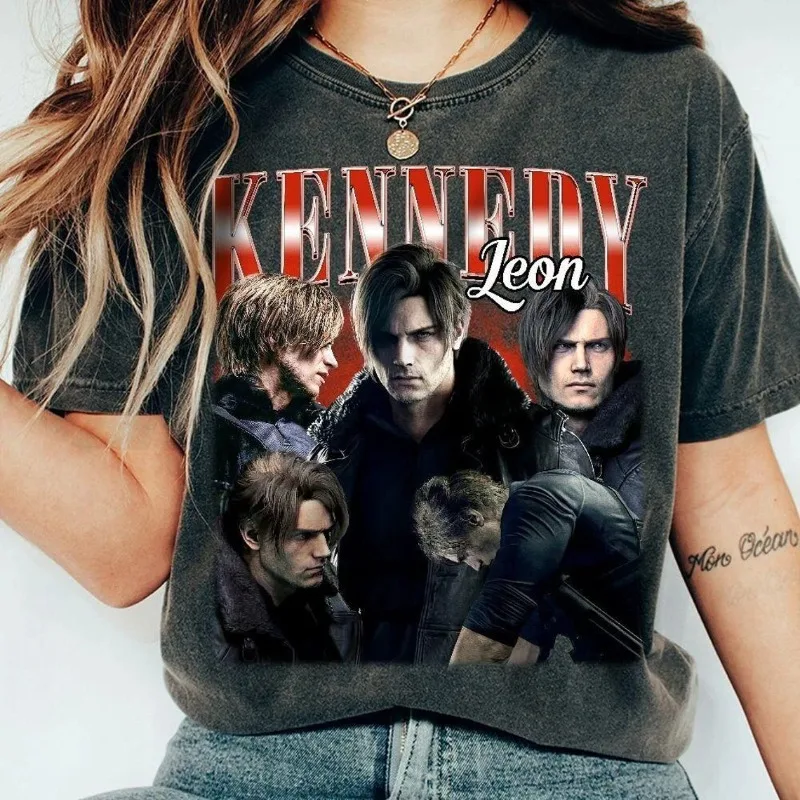 Camiseta retrô Lyon S. Kennedy Requiem, camiseta masculina, novo estilo de verão, camiseta casual unissex