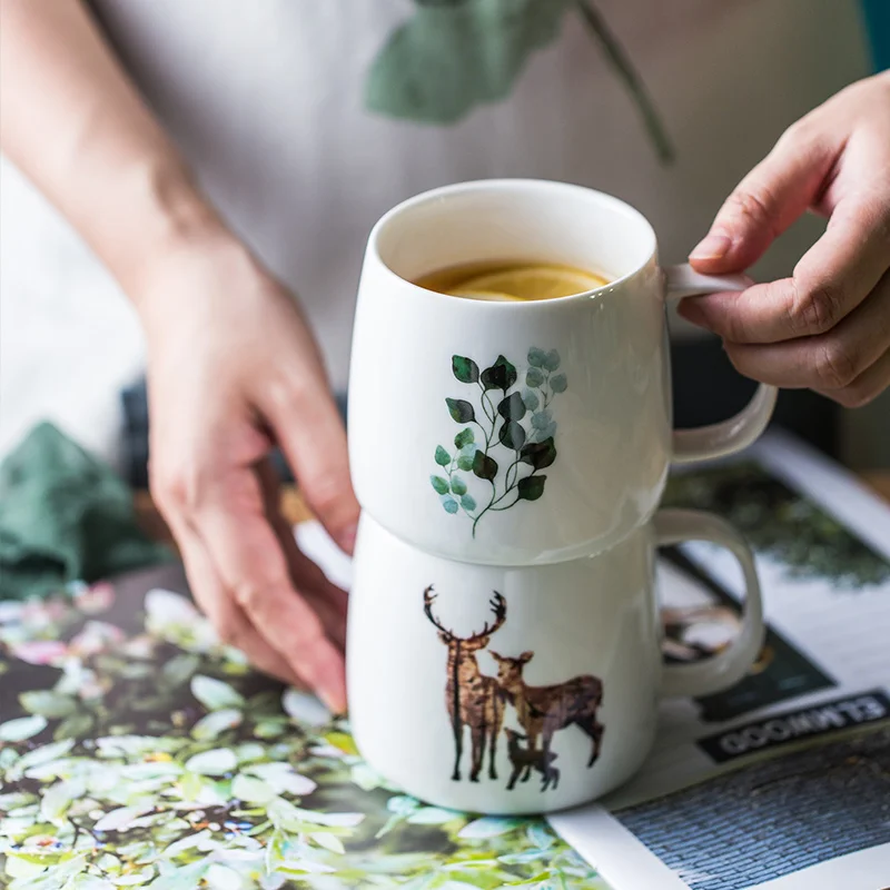 Nordic design moderno copos de café cerâmica criativa alta qualidade xícara de café kawaii caneca de leite casais café da manhã tasse caneca bonito copo