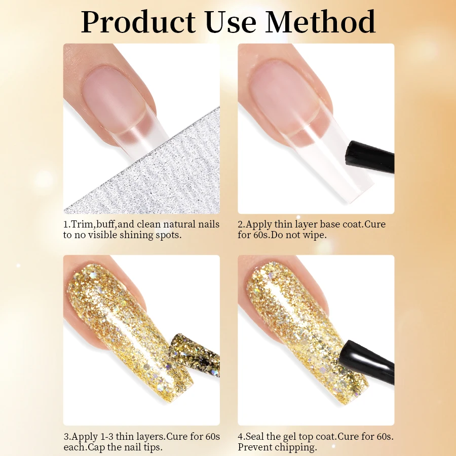 6 Colors Reflective Glitter Gel Nail Polish Holographic Sparkle UV Gel Long Lasting Soak Off LED Gel Varnish for Nail Salon DIY 6