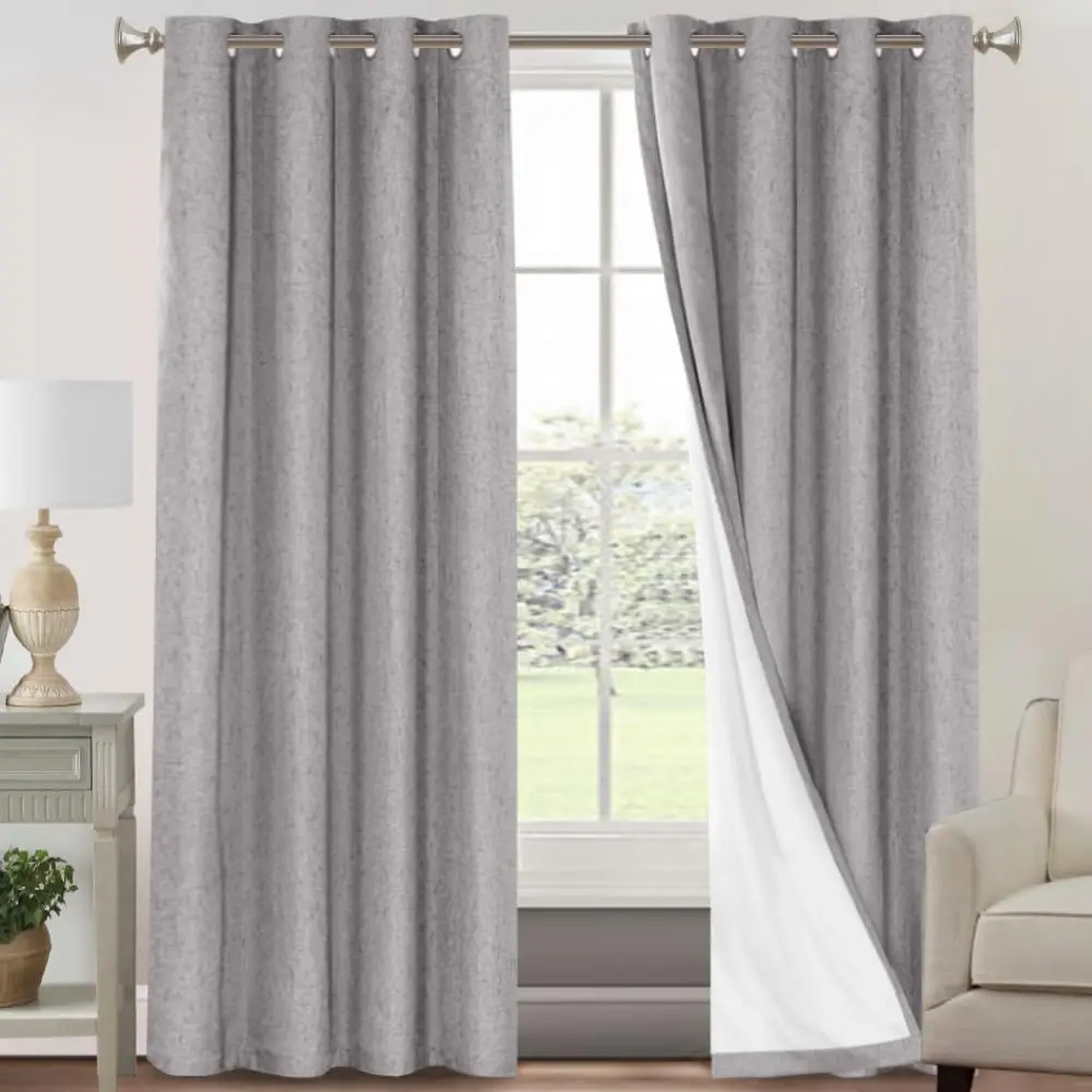 

Звукоизоляционные шторы блэкаут длиной 90 дюймов для спальни и столовой, с белой подкладкой, снижающие шум