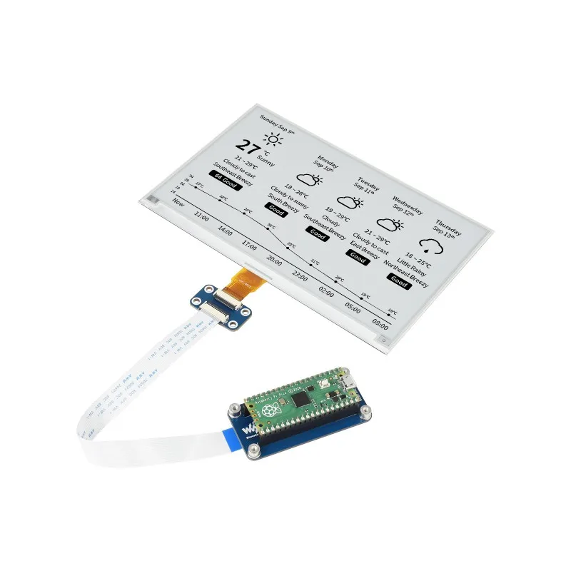 Módulo de pantalla de tinta electrónica de papel electrónico de 7,5 pulgadas para Raspberry Pi Pico, 800x480, negro/blanco, SPI