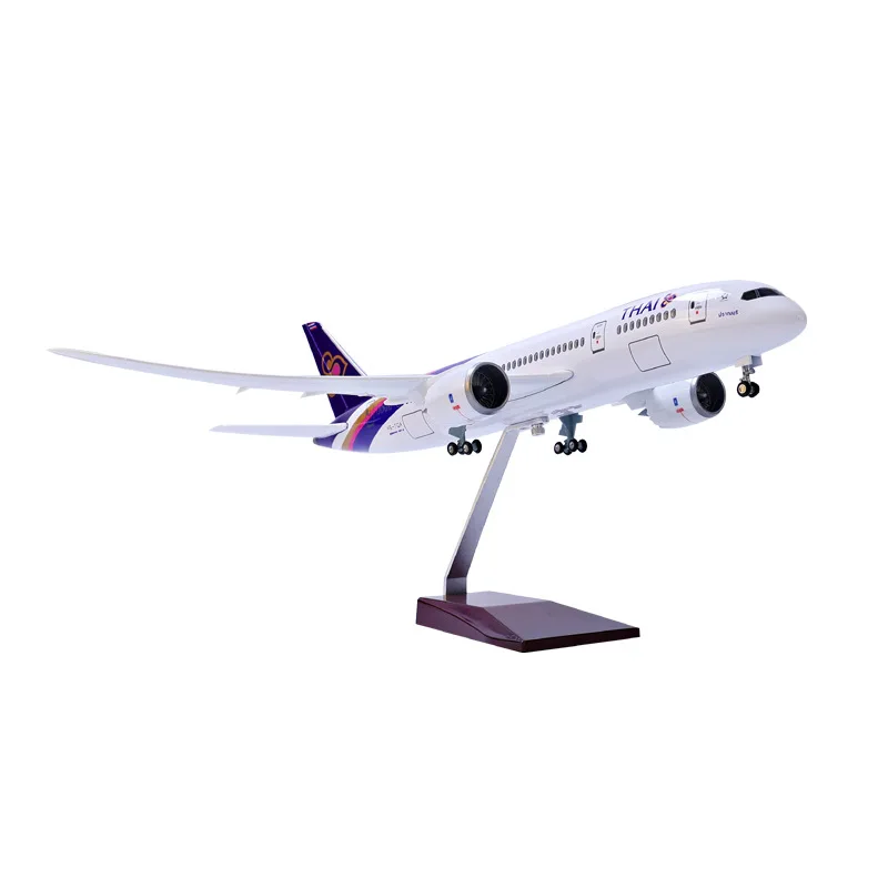 

Toys Airplane Thai Airways B787 47CM Resin Aircraft Model With Light Wheels Toys Boys Kids Collection Display Gifts Fan