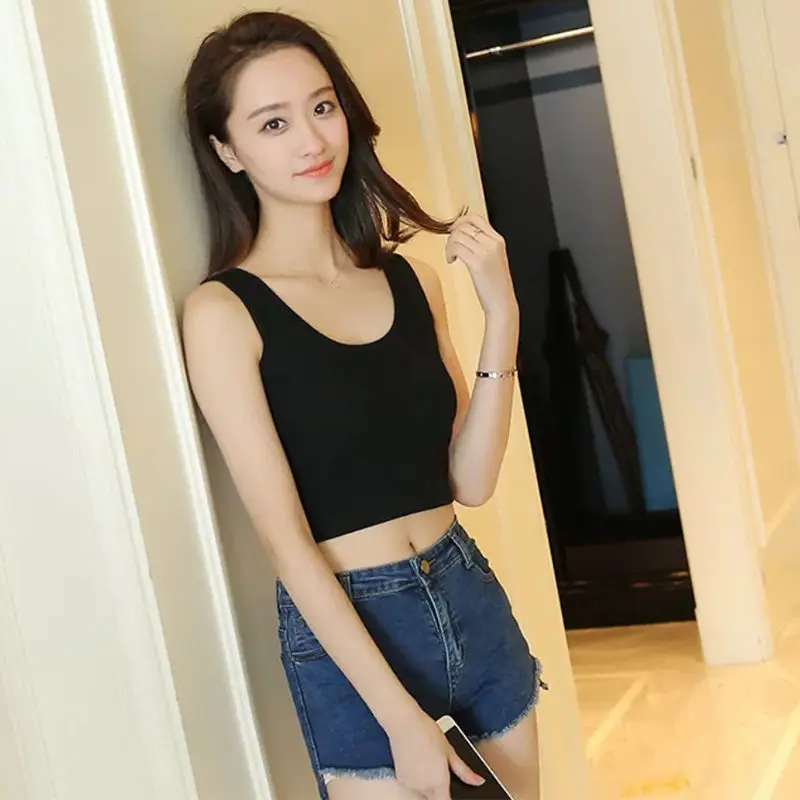 Summer Long Camisole Women's Korean-Style Navel-Exposed Outer Wear Inner Wear Hot Girls Bottoming Small Vest Women's Cropped Top