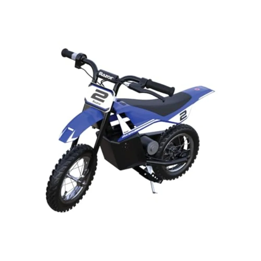 

' motocross-style electric bike for ages 7+ blue aluminum frame rear-wheel drive 100W high-torque chain-driven motor authentic